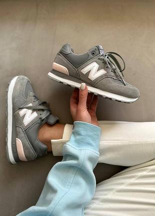 Женские кроссовки new balance 574 замшевые серые, идеальный стиль для активных женщин