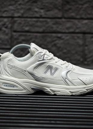 Кроссовки new balance 530 для мужчин удобные легкие белые ньюбики кожа/сетка