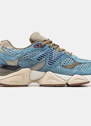 Голубые замшевые кроссы для женщин new balance 9060 нью беланс женские 37