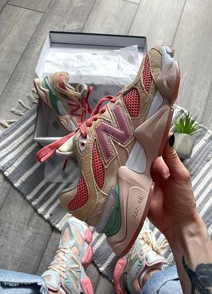 Замшевые розовые женские кроссовки new balance 9060 стильные нью беланс 40