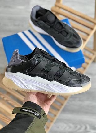 Кроси adidas niteball для чоловіків зручні кеди адіки шкіра чорні