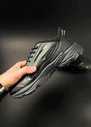 Чоловічі кросівки adidas ozweego чорні зручні кеди адідас шкіра текстиль легкі 42