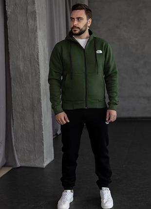 Костюм мужской the north face зима худи, штаны + носки в подарок хаки, m