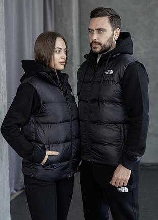Набор the north face зима: зип худи-штаны-жилет 2 пары носков в подарок