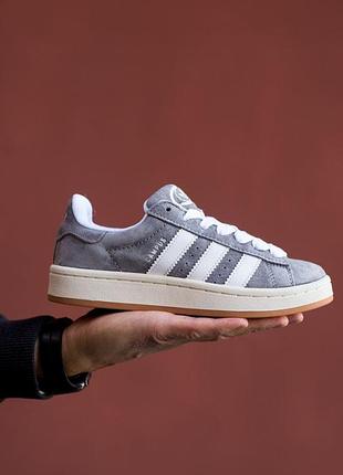 Кросівки жіночі adidas campus grey/white замшеві сірі адіки для жінок 42
