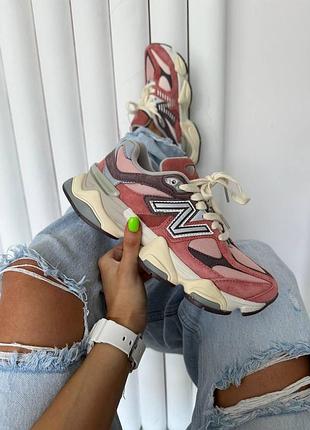 Женские красные замшевые кроссы new balance 9060 нью беланс для женщин 37