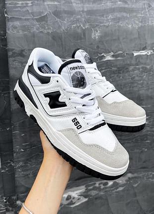 Кросівки new balance 550 біло-сірі для жінок стильні повсякденні ньюбики