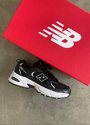 Кроссовки new balance 530 черно-белые с сеткой для женщин повседневные стильные ньюбики