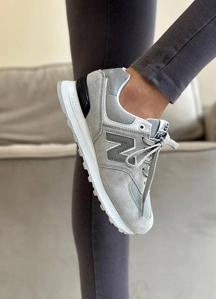 Удобные женские кроссовки new balance 574, замша, серый оттенок