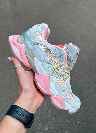 Голубые с розовым замшевые кроссовки new balance 9060 для женщин нью беланс 37