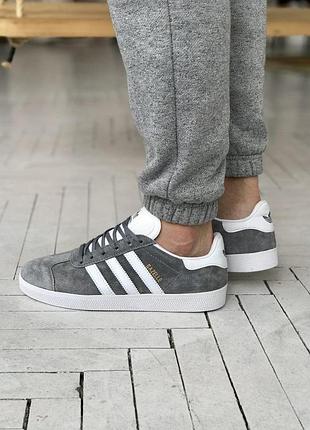 Кеды adidas gazelle для мужчин удобные серые замша кроссовки адики 39