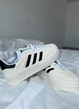 Белые женские кроссовки adidas gazelle bold platform замшевые демисизонные и кеды 39