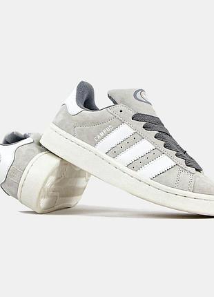 Жіночі замшеві кросівки сірі adidas campus 00s grey адидас кампус для жінок 39