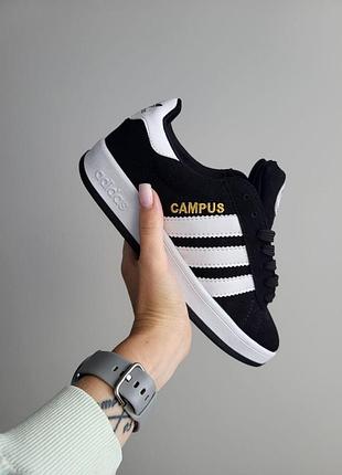 Жіночі кросівки adidas campus чорні замшеві адіки для жінок 39
