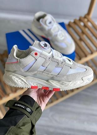 Мужские кроссовки adidas niteball белые удобные текстиль/кожа