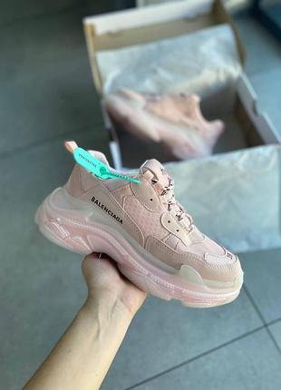 Кросівки balenciaga triple s clear для жінок рожеві шкіряні стильні