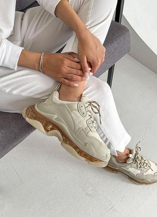 Жіночі кросівки balenciaga triple s clear для жінок білі стильні шкіряні якісні