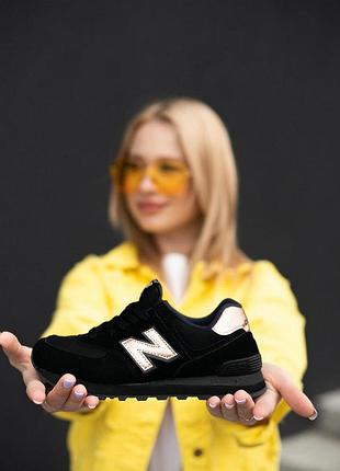 Женские кроссовки nb new balance 574 черные, стильные и комфортные кроссы нью баланс 574 37