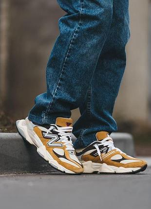 Замшевые женские кроссовки new balance 9060, качественные и модные нью беланс оранжевые 40