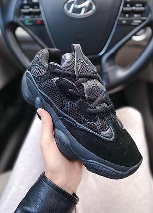 Женские кроссовки adidas yeezy 500 черные изики для женщин легкие замша/текстиль удобные адидас 37