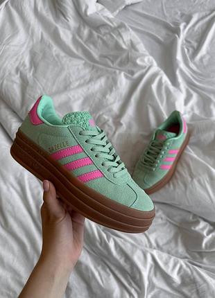Кросівки і кеди adidas gazelle green pink замшеві для жінок демісезонні