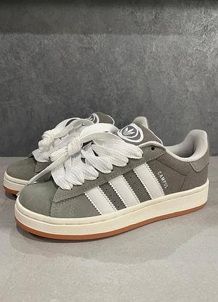 Adidas campus grey/white жіночі кросівки сірі замшеві адіки для жінок 42