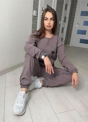 Женский вельветовый костюм кофта и штаны 42-44 46-48 50-52, женский костюм из микровельвета 50-52 , моко