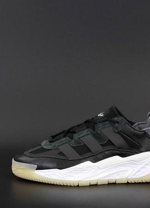 Мужские кроссовки adidas niteball для мужчин удобные черные кожа/текстиль