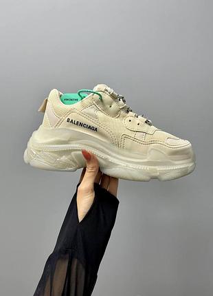 Кросівки жіночі balenciaga triple s clear шкіряні білі стильні для жінок якісні