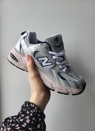 Кроссовки new balance 530 бело-серые с сеткой для женщин стильные для повседневной носки 41