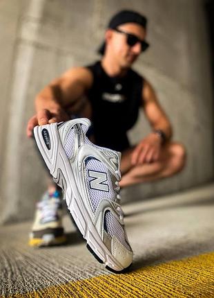 Кроссовки new balance 530 белые кожаные с сеткой для женщин стильные с логотипом