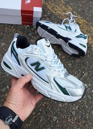 Чоловічі кросівки new balance 530 для чоловіків білі шкіра текстильні зручні ньюбіки