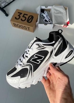 Жіночі кросівки new balance 530 чорне-білі з сіткою для жінок стильні