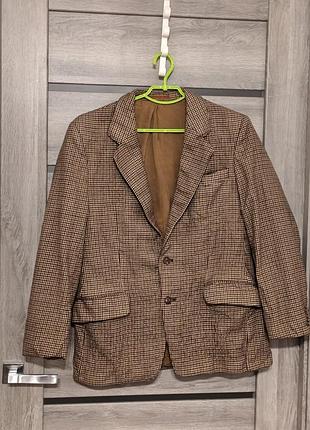 Вінтажний вовняний піджак у клітинку (made in gdr / ндр) — 100% pure new wool
