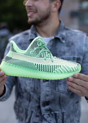 Зелені тканеві кросівки adidas yeezy boost 350 ізики для жінок адідас