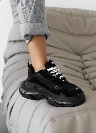 Жіночі кросівки balenciaga triple s clear sole black для жінок шкіряні люкс кроси 37