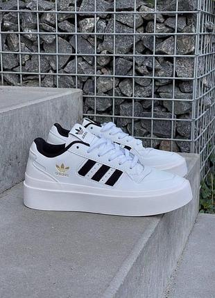Жіночі кросівки adidas forum bonega шкіра білі адідас форум адіки кроси для жінок повсякденні модні