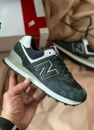 Кроссовки new balance 574 серые замшевые, качественные и легкие женские кроссы нью беланс