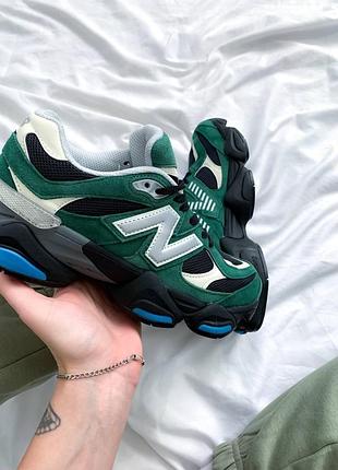 Замшеві жіночі кросівки new balance 9060 зеленого кольору нью беланс