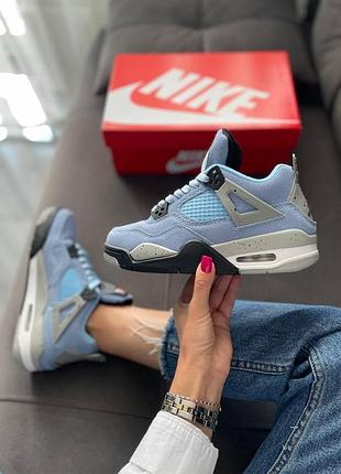 Кеды найк air jordan retro 4 голубые для мужчин удобные кожа 42