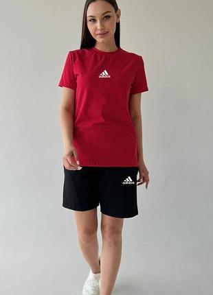 Жіночий літній комплект adidas червоний 50