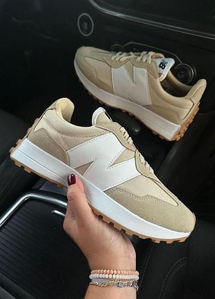 Кросівки new balance 327 бежеві для жінок замшеві стильні повсякденні
