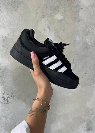 Кросівки для жінок adidas campus x bad bunny чорні замшеві адіки 44