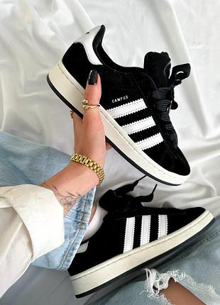 Кроссовки женские adidas campus черные замшевые для женщин адики 43