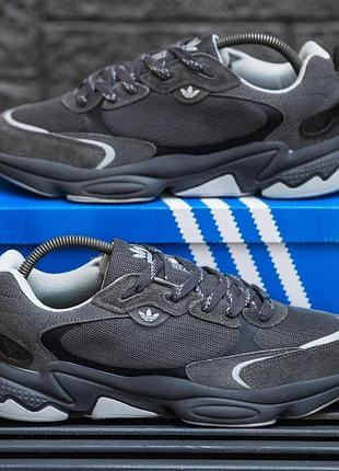 Чоловічі кросівки adidas ozweego для чоловіків замша/тканина стильні чорні адіки повсякденні зручні 42