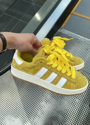 Жіночі кросівки adidas campus гірчичні замшеві для жінок адідас кампус адіки повсякденні модні кеди
