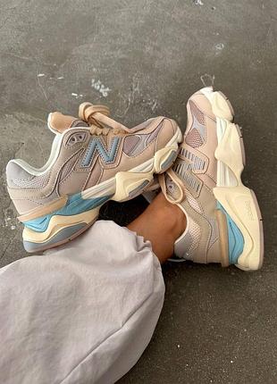 Кроссовки new balance 9060 cream pink, легкие и комфортные бежевые кроссовки нью баленс 37