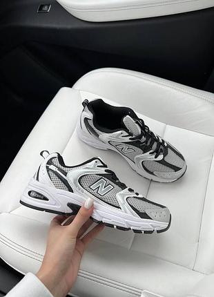 Женские кроссовки new balance 530 бело-серые с сеткой для женщин стильные для повседневной носки 40