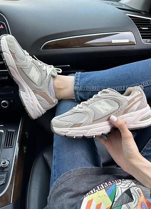 Кросівки new balance 530 біло-сірі з сіткою для жінок стильні ньюбики 530