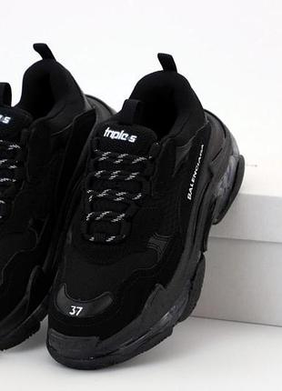 Баленсиага кроссовки triple s clear черные для женщин стильные кожаные 40